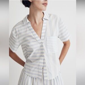 NWT Madewell Y-Neck Button up Shirt, Medium